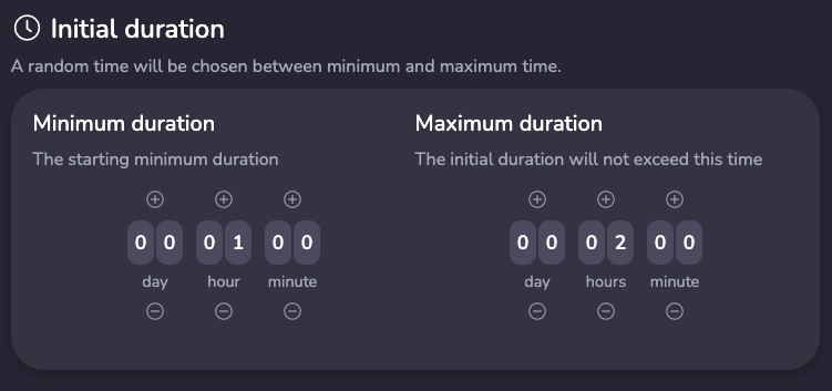 Initial duration: between 30 minutes and 1 hour
