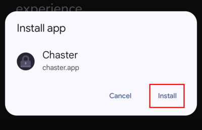 Confirm by tapping Install