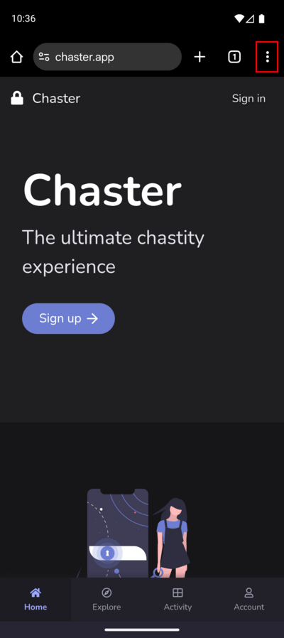 Open chaster.app in Chrome