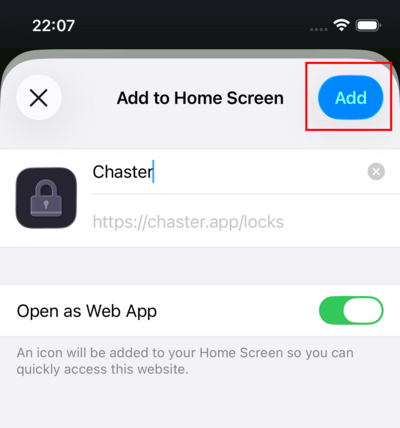 Confirm by tapping Add