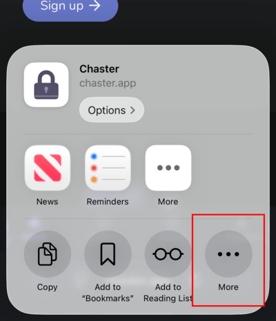 Tap More in the share sheet