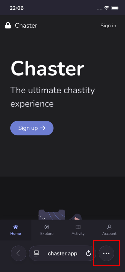 Open chaster.app in Safari